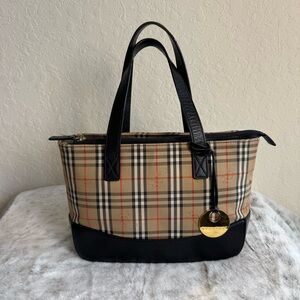 BURBERRY Nova Check Hand Bag Canvas Beige P0065